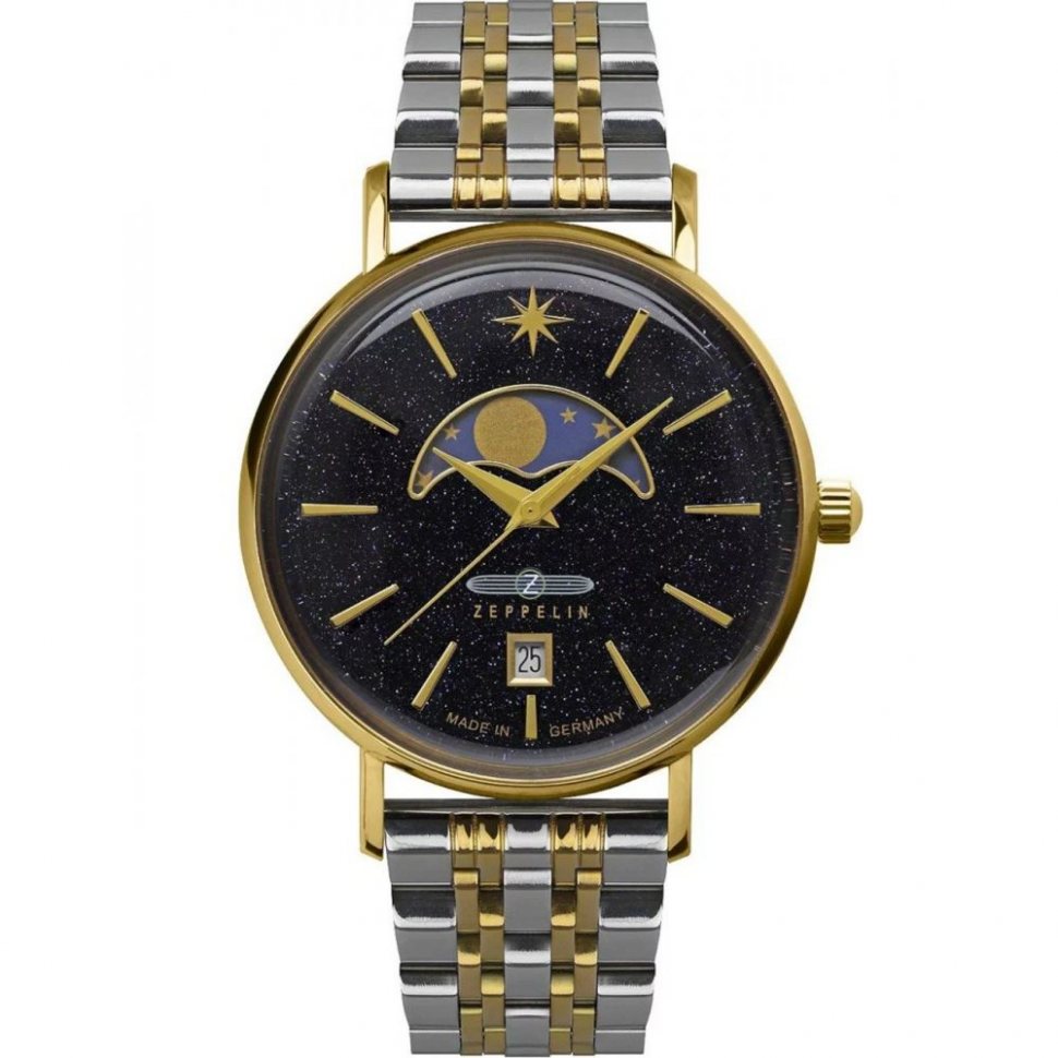 Zeppelin 8139M-3 Ladies Watch Luna Moon Phase 36mm 5ATM 