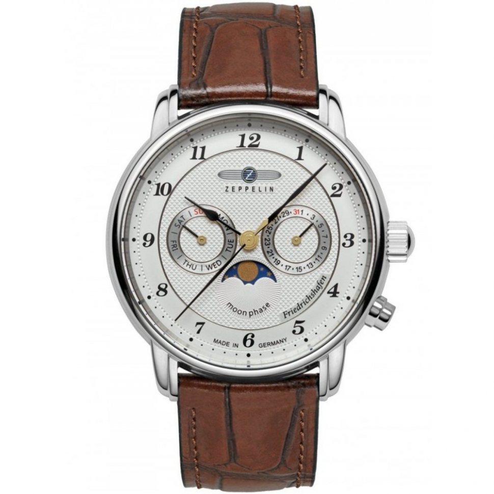 Zeppelin 8536-1 Mens Watch Friedrichshafen Moon Phase 40mm 5ATM 