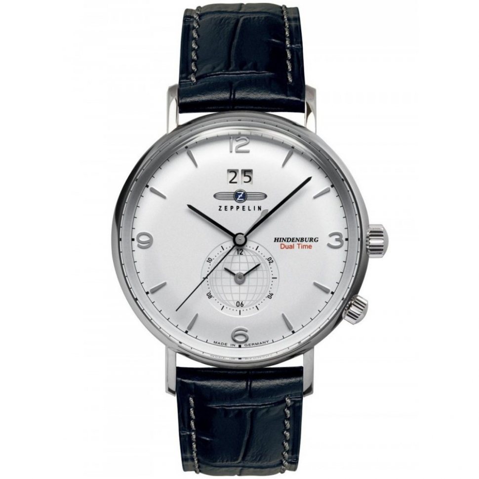 Zeppelin 8044-1 Mens Watch Hindenburg Dual Time 40mm 5ATM 