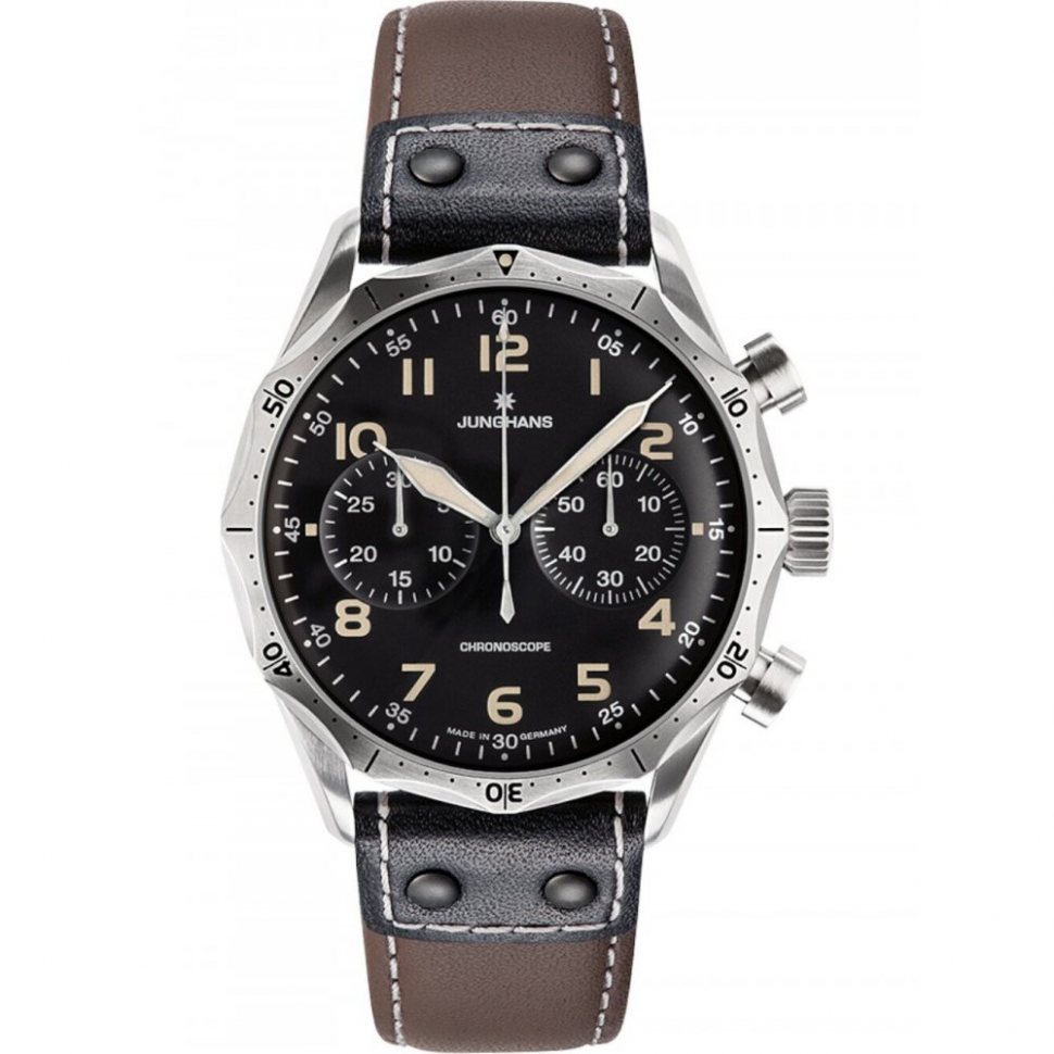 Junghans 27359100 Mens Watch Pilot Chronoscope 43mm 10ATM 