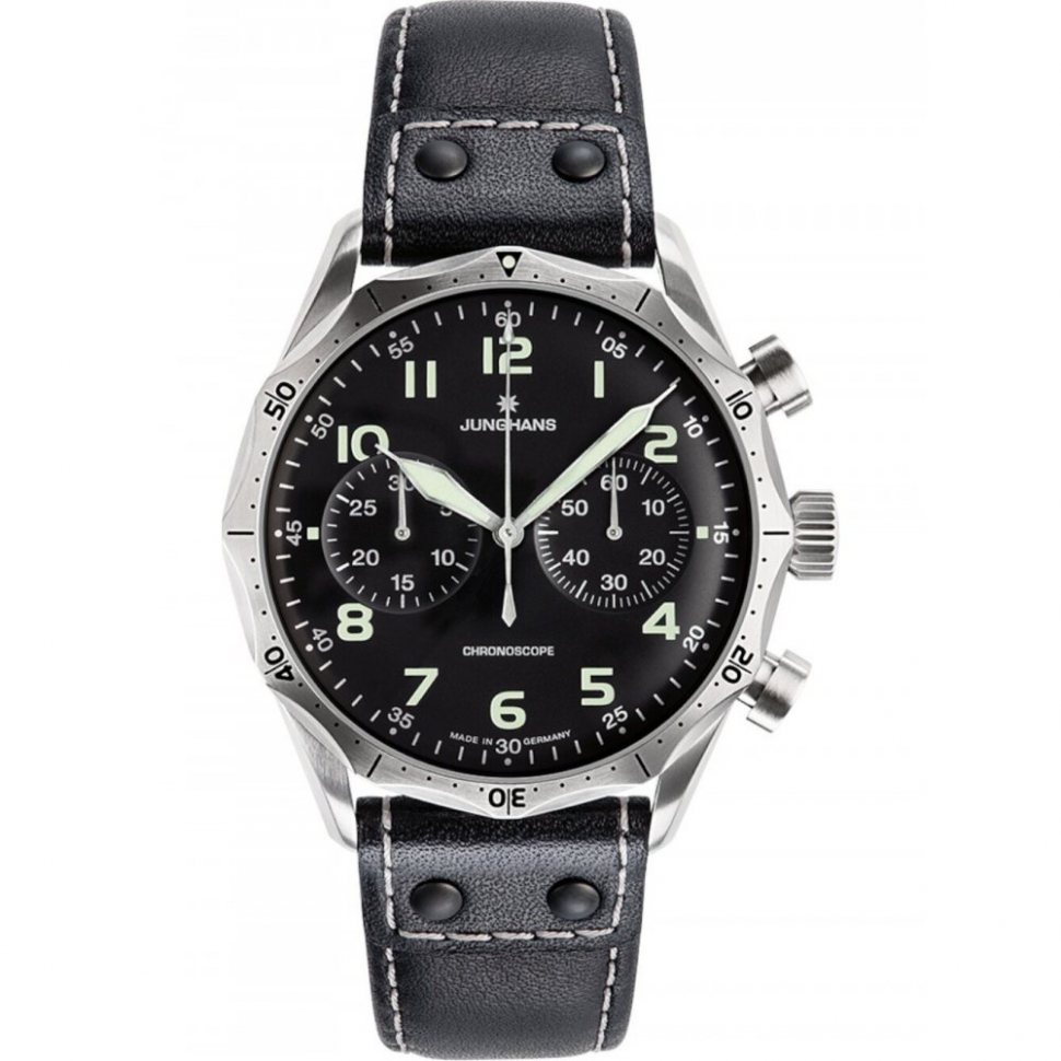 Junghans 27359000 Mens Watch Pilot Chronoscope 43mm 10ATM 