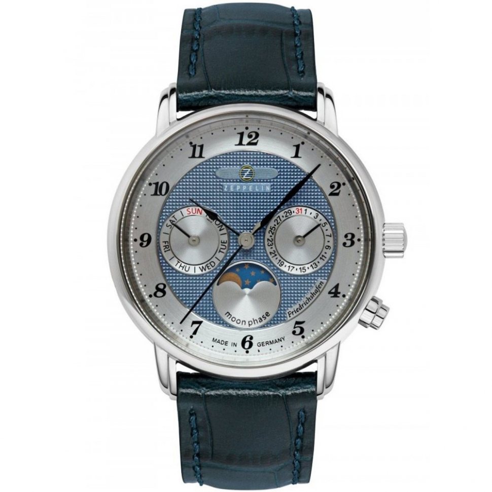 Zeppelin 8537-3 Mens Watch Friedrichshafen Moon Phase 35mm 5ATM 