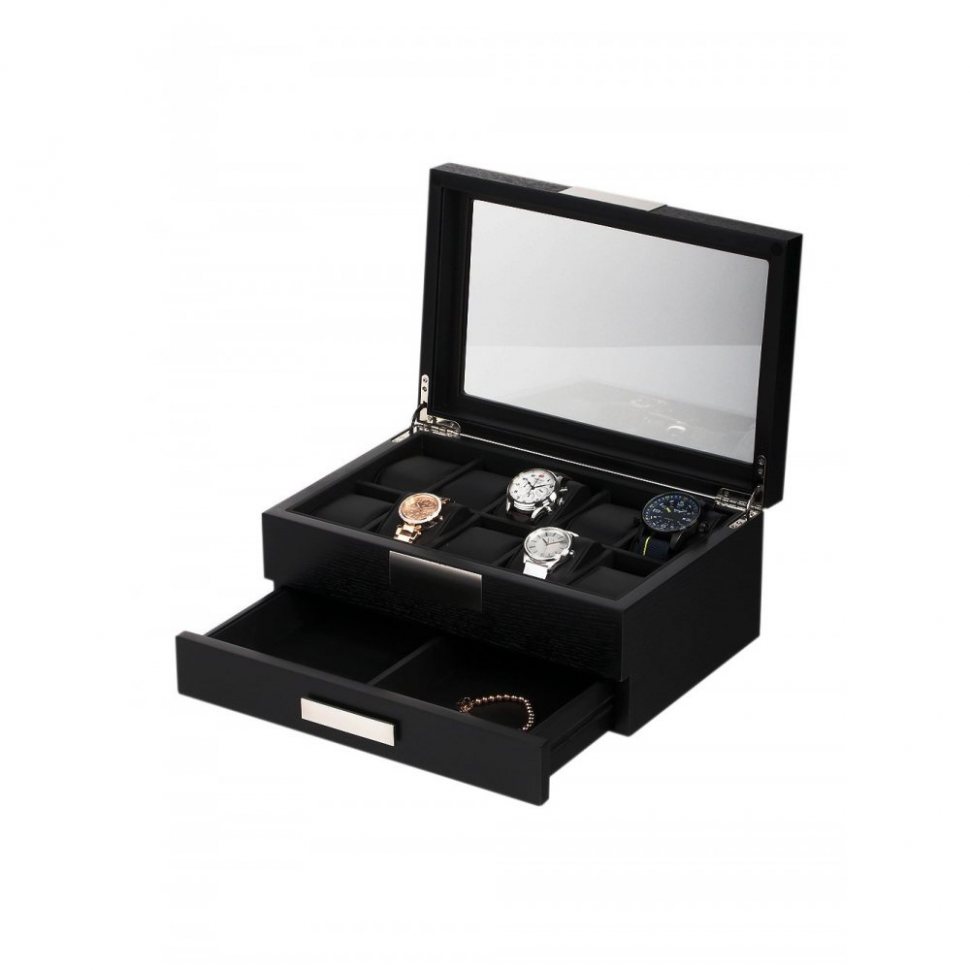 Rothenschild Watches & Jewellery Box RS-2351-10BL for 10 Watches Black
