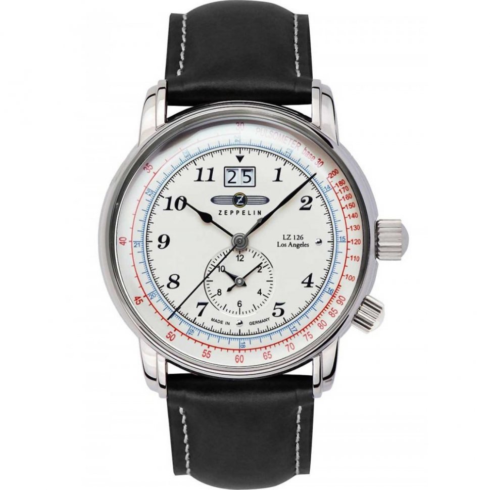 Zeppelin 8644-1 dual time men`s watch 100 years 43mm 5ATM