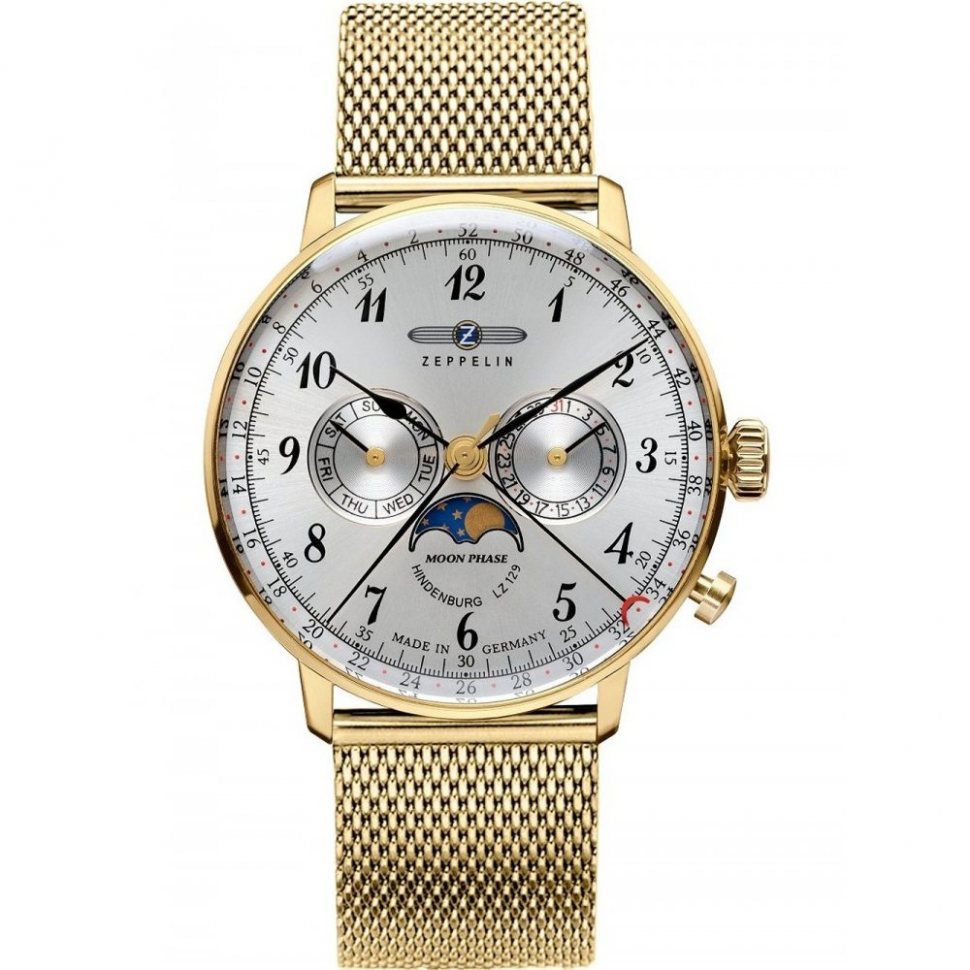 Zeppelin 7039M-1 LZ Hindenburg moonphase 36mm 3ATM