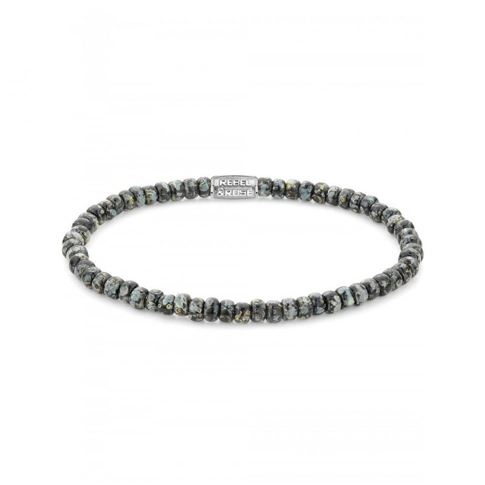 Rebel & Rose Bracelet Glass Rocks Black Leopard RR-40116-S-M Unisex