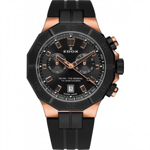 Edox 10113-37RNCA-NIR Delfin Chronograph Mens Watch 43mm 20ATM