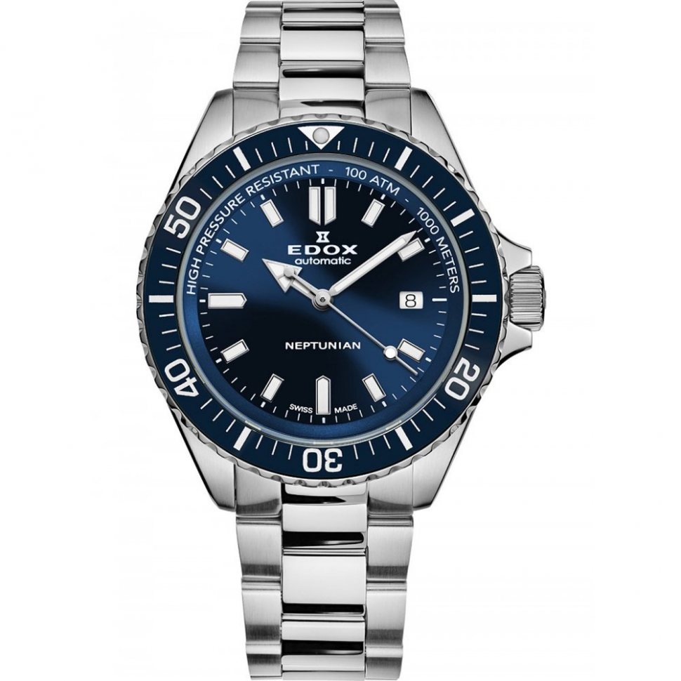 Edox 80120-3BUM-BUF Neptunian Automatic Mens Watch 44mm 100ATM
