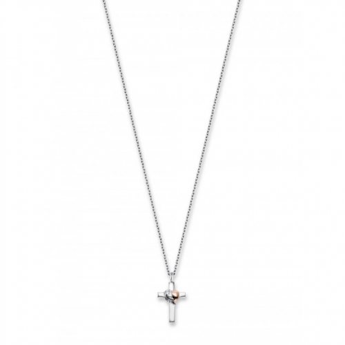 Engelsrufer ERN-CROSSHEART-BIR Cross Ladies Necklace 40mm, adjustable