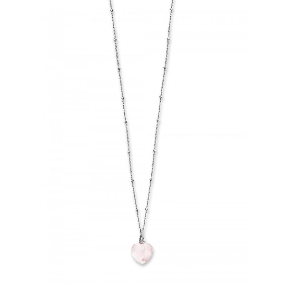 Engelsrufer ERN-HEART-RQ Heart Rose Quartz Ladies Necklace 42cm, adjustable