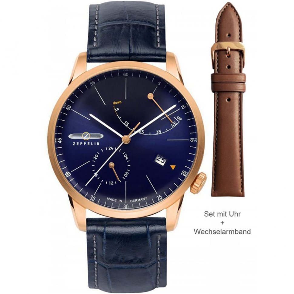 Zeppelin 7368-3 Flatline Automatic Mens Watch 40mm 5ATM