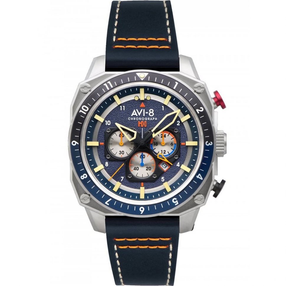 AVI-8 AV-4100-02 Mens Watch Hawker Hunter Dual Time Chronograph 43mm 5ATM