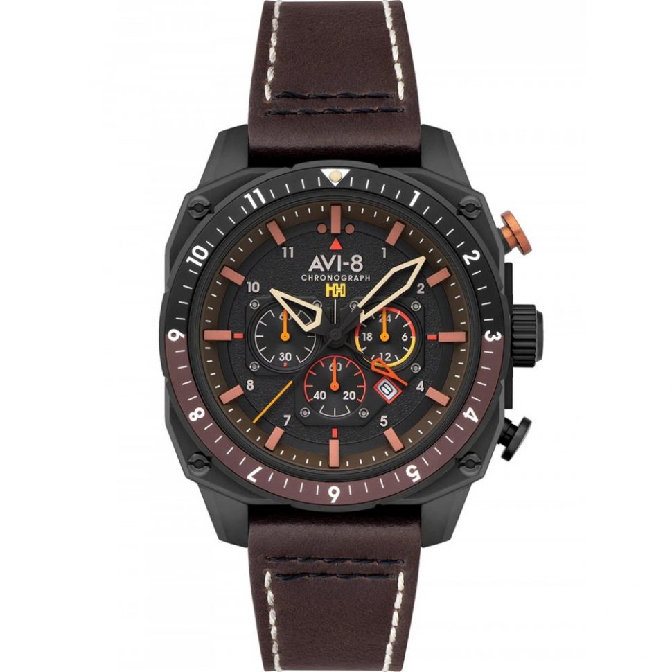 AVI-8 AV-4100-08 Mens Watch Hawker Hunter Dual Time Chronograph 43mm 5ATM