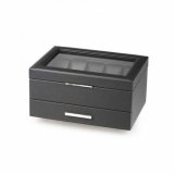 Rothenschild RS-LMWB-10WD Uhren-, und Accessoires-Box aus Kustleder [10 schwarz mit Schublade