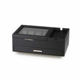 Rothenschild RS-LF8WB2V-BL Uhren-, und Accessoires-Box aus Kustleder [6 schwarz mit Schublade