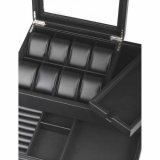 Rothenschild RS-LF8WB2V-BL Uhren-, und Accessoires-Box aus Kustleder [6 schwarz mit Schublade