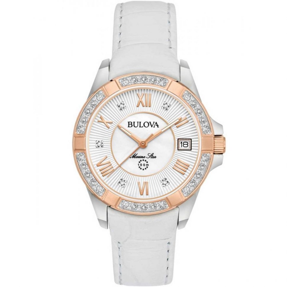Bulova 98R233 Ladies Watch Marine Star 23 Diamonds 32mm 10ATM