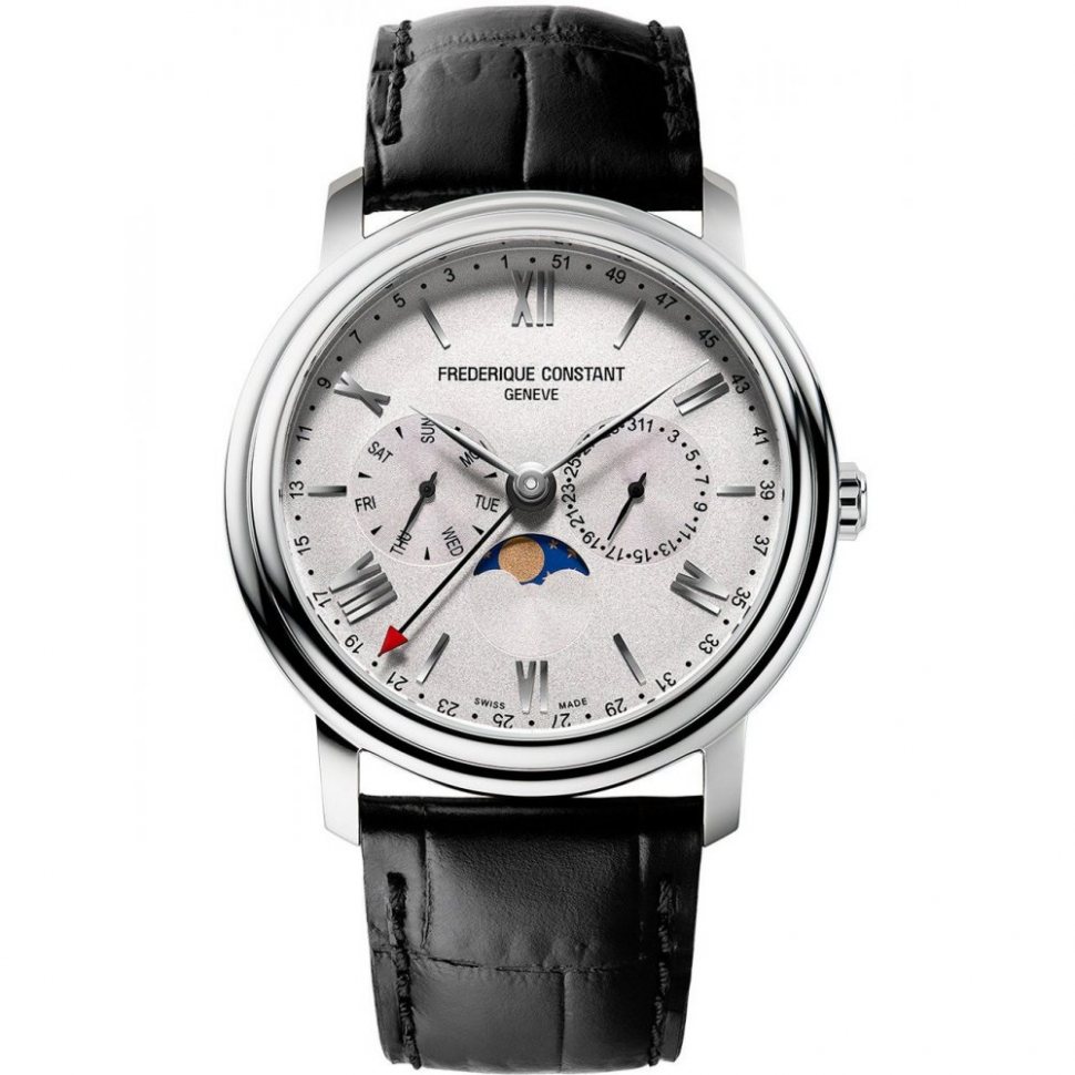 Frederique Constant FC-270SW4P6 Mens Watch Classic Business Moon Phase 40mm 6ATM 